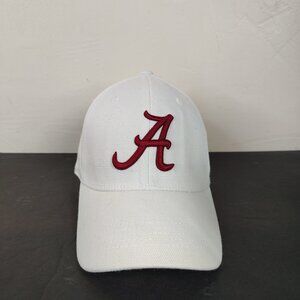 Alabama Crimson Tide BAMA Hat Cap One Fit Flex White Maroon Embroidered Logo